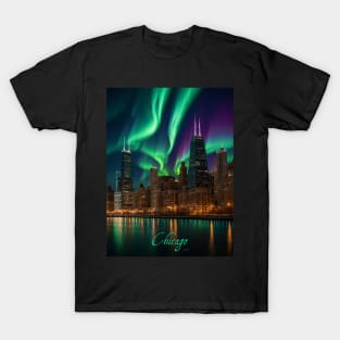 Northern Lights Over Chicago T-Shirt